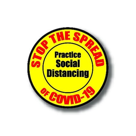 Ergomat 6in CIRCLE SIGNS Stop The Spread of COVID-19 - Practice Social Distancing DSV-SIGN 36 #6175 -UEN